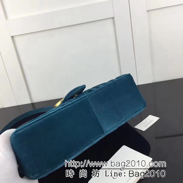 GUCCI古馳頂級原單 新款專櫃品質 實物實拍 443497絨布 綠色鏈條單肩斜挎包 HY1119